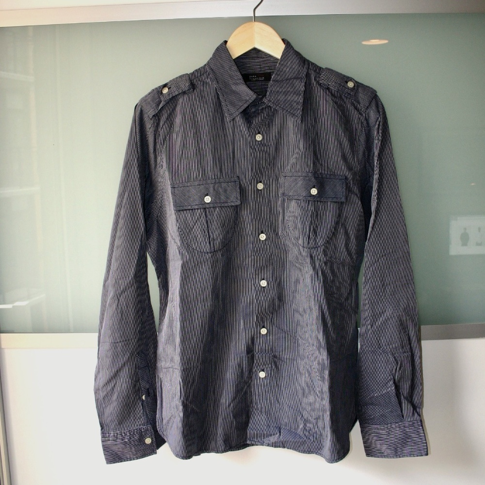 Zara Mens Button Down Casual Dress Shirt - Medium